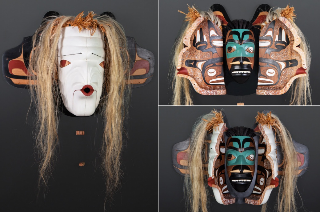 Pookmis and Oosh-tug-yoo Moy Sutherland Nun Chah Nulth transformation mask