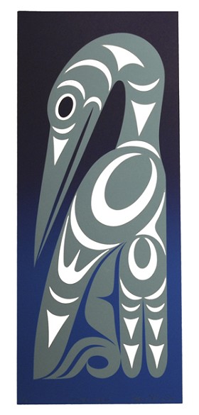 Winter Heron Maynard Johnny Jr. Coast Salish Serigraph Limited Edition of 120 10 W x 22 H 150
