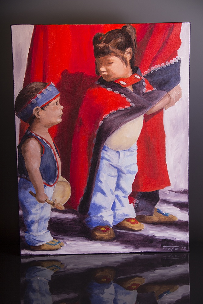 little drummer is ready jean Taylor Jean Taylor – Tlingit Painting on canvas northwest coast native art original