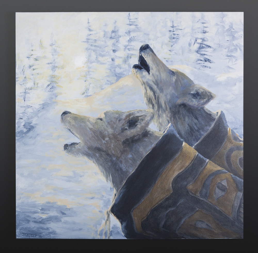 Jean Taylor Tlingit Acrylic on canvas 30 x 30 brothers jean taylor wolf native art northwest coast painting