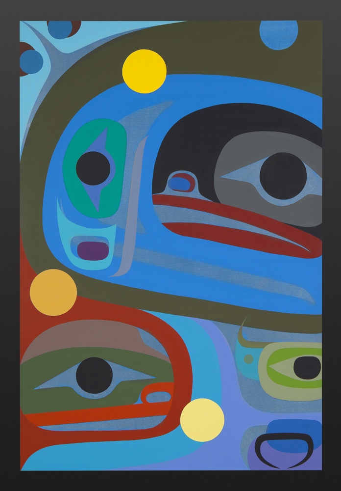 Harmony Steve Smith - Dla'kwagila Oweekeno Acrylic on birch panel 36 x 24 native art original painting northwest coast