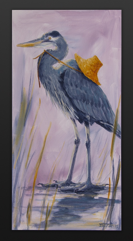 heron has a hat Jean Taylor Tlingit Acrylic on canvas 12 x 24