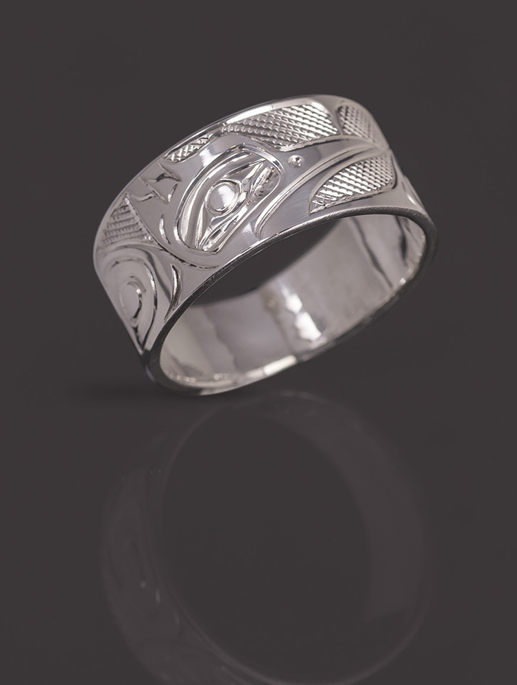 kingfisher ring Landon Gunn Kwakwaka'wakw Silver northwest coast native art jewelry