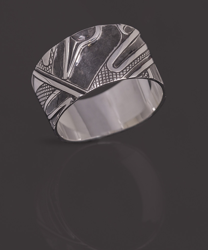 abstract human ring Clinton Work Kwakwaka'wakw Oxidized silver 11 ¼ jewelry ring northwest coast native art
