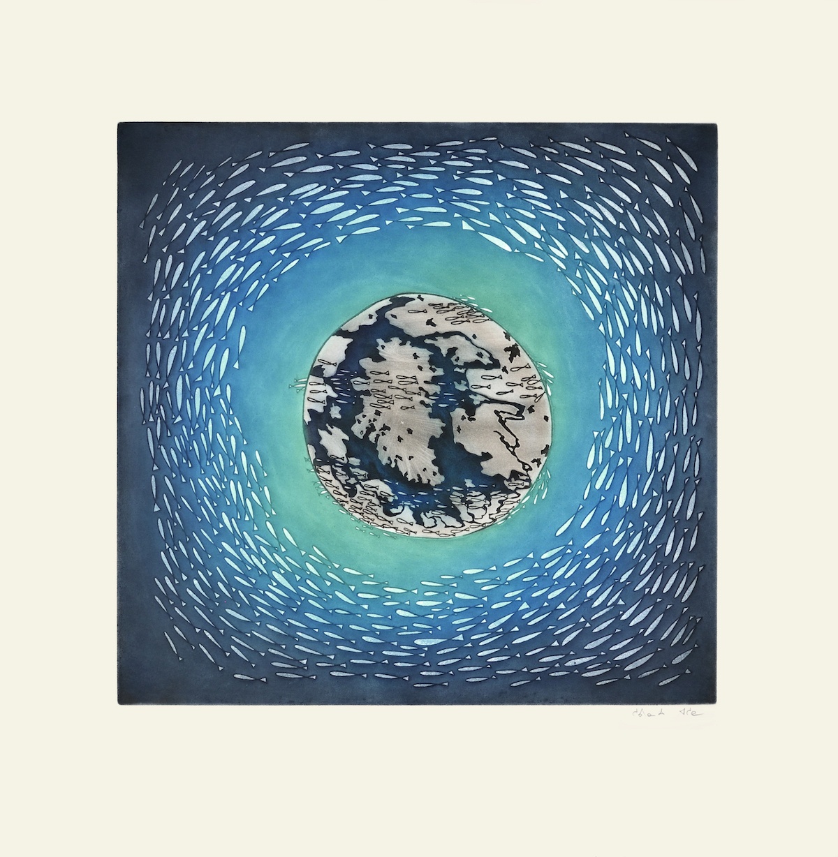 Shuvinai Ashoona Etching & Aquatint 27 ¾ x 27 ½ Global Currents inuit print cape dorset