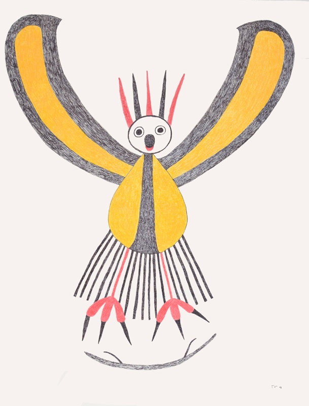 Meelia Kelly Inuit Graphite, coloured pencil and ink 25 x 20 600 taking flight inuit print cape dorset