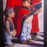 little drummer is ready jean Taylor Jean Taylor – Tlingit Painting on canvas northwest coast native art original