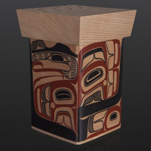 Bentwood Box David Boxley Tsimshian red cedar, paint 8.25" x 8" x 11.25" 2400 sculpture wood carved northwest coast native art