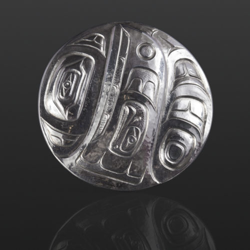 whale raven fin pendant Gus Cook Kwakwaka'wakw silver Repoussé jewelry native art northwest coast 2 x 2 1200