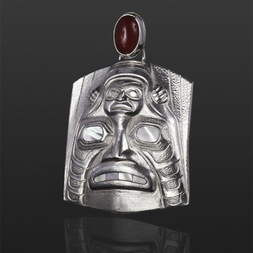 Shark Dogfish pendant Gus Cook Kwakwaka'wakw Carnelion silver Repoussé jewelry pendant native art northwest coast