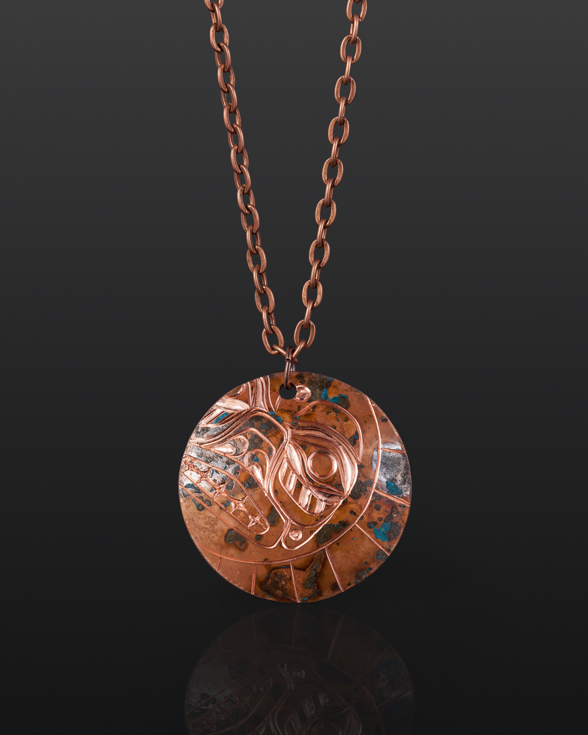sun necklace jennifer younger tlingit copper carved jewelry necklace