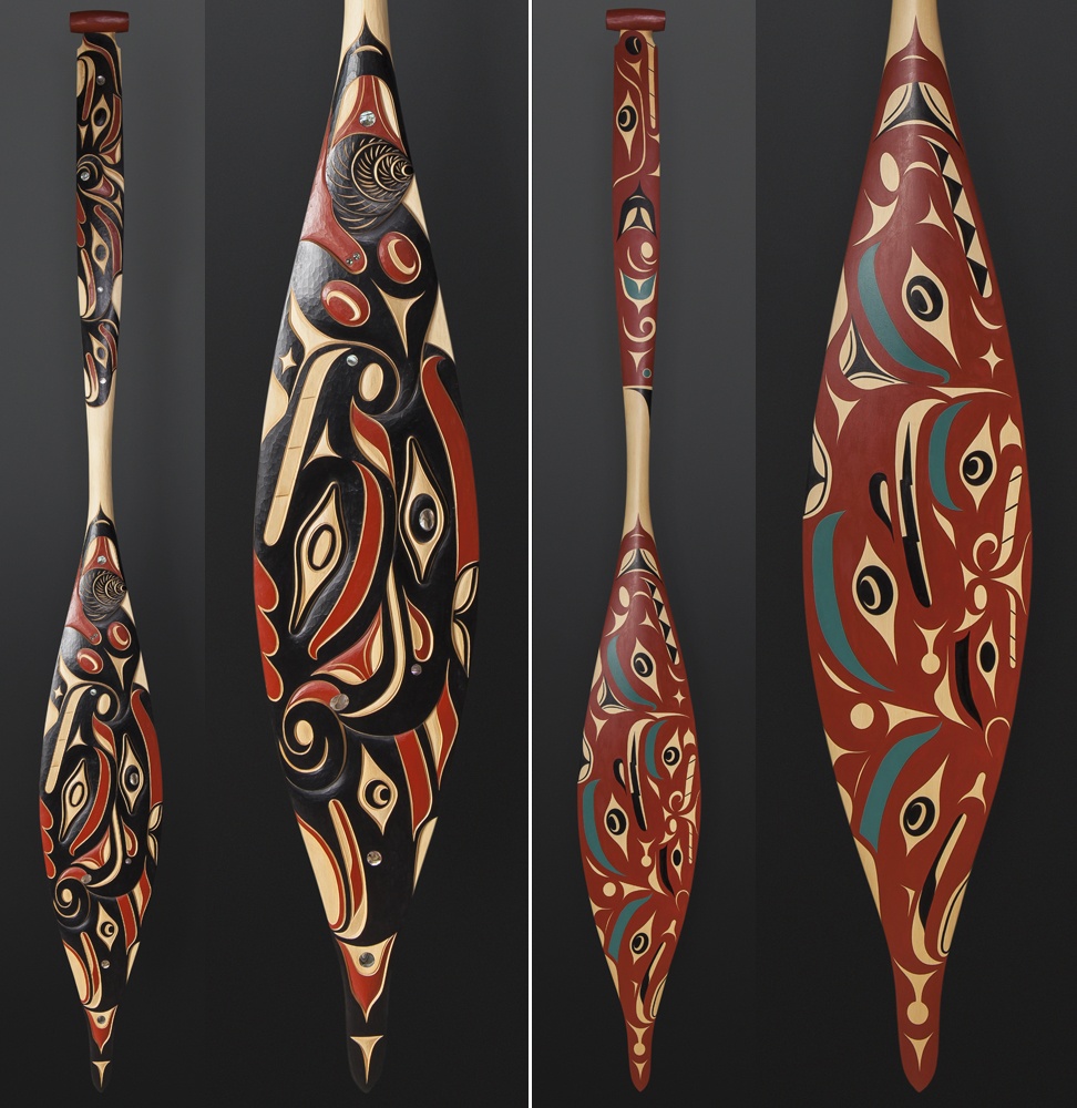 oshua Prescott Cree/Nuu-Chah-Nulth Eagle Snail Paddle Yellow cedar paint 65 x 7½ $3600
