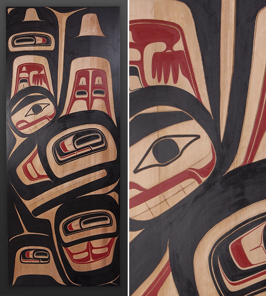 Reg Davidson Haida Haida Orca Carved cedar panel 7500