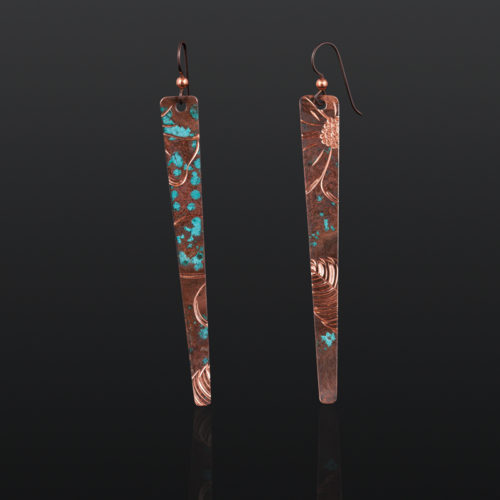 Alaskan Wild Roses Jennifer Younger Tlingit copper $150 northwest coast jewelry earrings