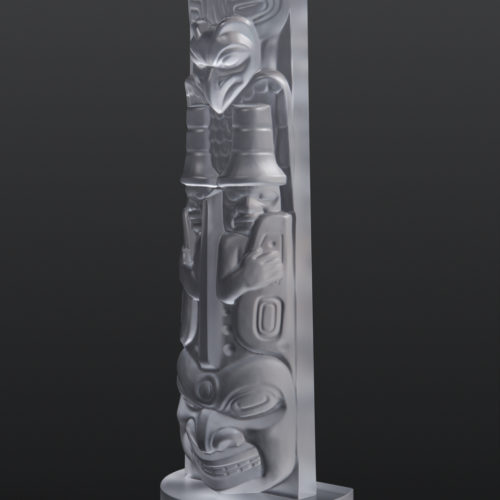 killerwhale totem preston singletary tlingit cast glass 18" x 6" x 4 1/2" 4000 crystal