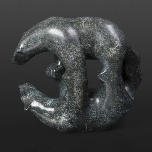 Bear and Shadow Tony Ohotaq Inuit Serpentine 8½” x 3½” x 6½” $1280 Cape Dorset stone sculpture