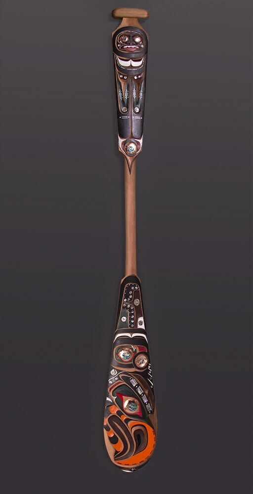 thunderbird Paddle Troy Roberts – Kwakwaka’wakw Red cedar, abalone, copper, paint 62” x 8” x 2” Sold