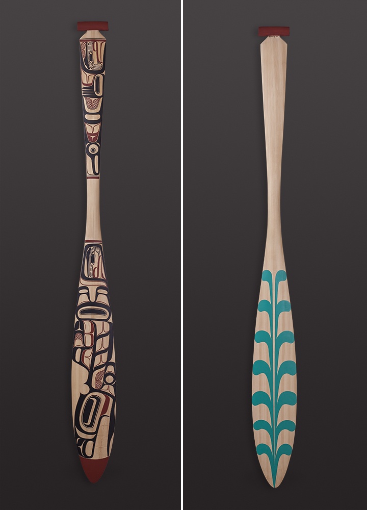 Orca David Boxley - Tsimshian paddle Yellow cedar, paint 60” x 6” $3600