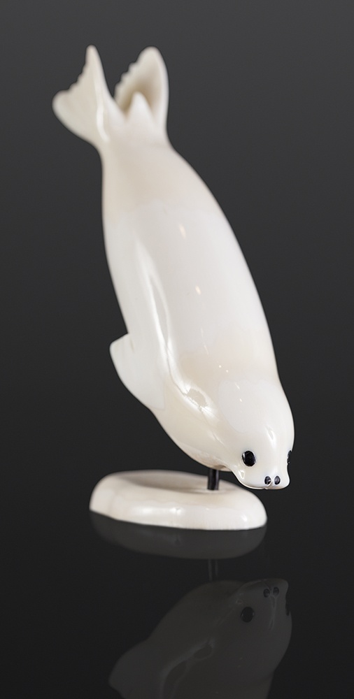 Andrew Rookak Inupiat diving seal Ivory, baleen 5" x 4" x 1 1/2" $550