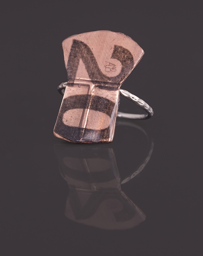 20 copper ring Alison Bremner Tlingit Copper, silver Size 7 twenty dollar bill