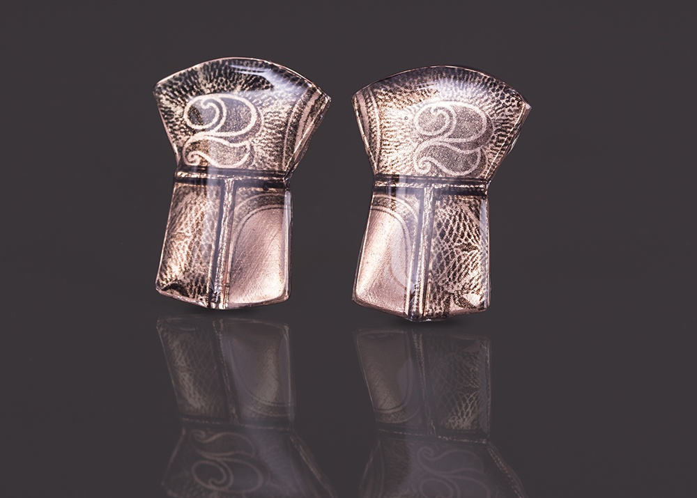 Two copper earrings Alison Bremner Tlingit 1”L X ¾”W copper potlatch