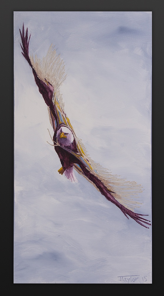 Soaring Above the Dance Jean Taylor Tlingit Acrylic on canvas 12 x 24 $800 eagle chilkat northwest coast