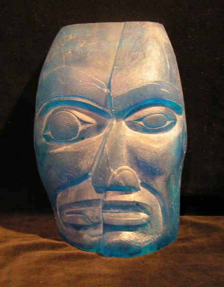 Split Personality Portrait Mask James Madison Tlingit-Tulalip Cast glass