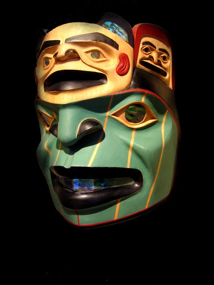 Bear Clan Mask Norman Jackson Tlingit Alder and abalone 10.5" x 8.5" x 4.5"