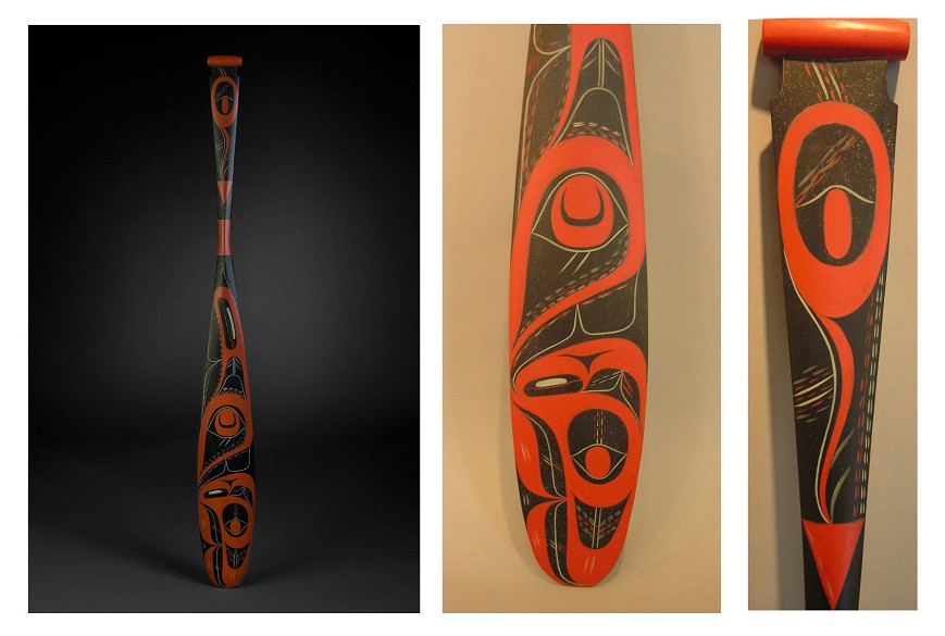 orca paddle Rande Cook Kwakwaka'wakw Red Cedar, Acrylic Paint 52-1/2 x 5-5/8"