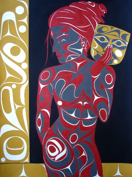 A Spirit Within Original Painting Rande Cook Kwakwaka'wakw acrylic paint on paper 30"H x 22"W northwest coast artist