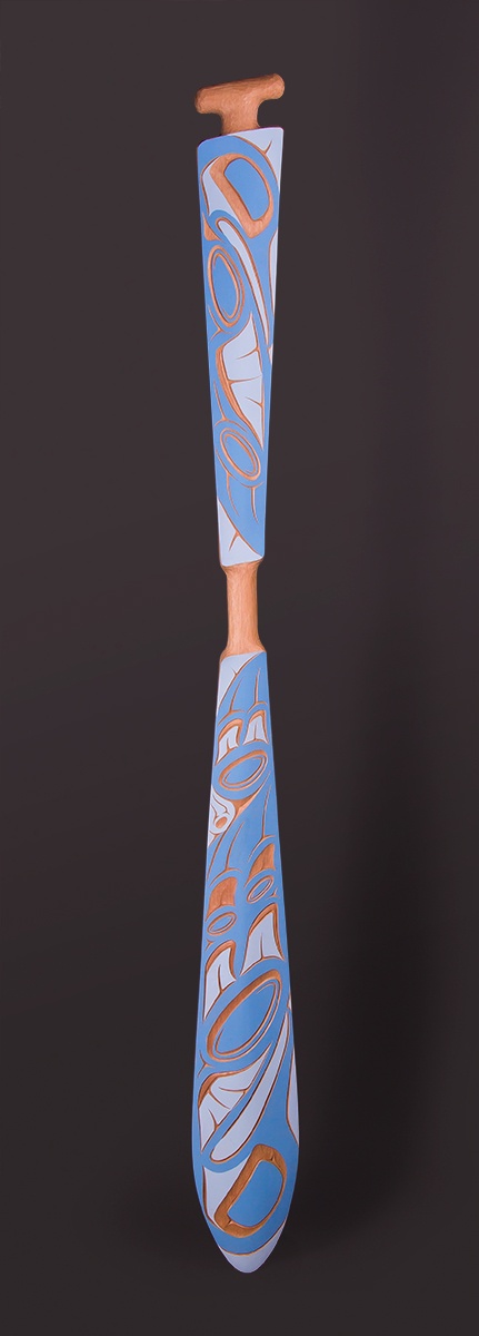 Blue Herons Paddle Troy Bellerose Salish/Cree Red cedar, paint 64” x 5” x 1 ¾”