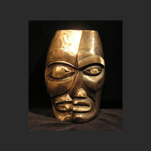 Self Portrait Split Personality Portrait Mask James Madison Tlingit-Tulalip Bronze 9" x 7" x 3"