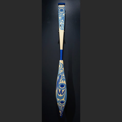 Great Blue Heron Paddle Maynard Johnny, Jr Salish Yellow cedar, paint, twine 65” x 6” x 1”