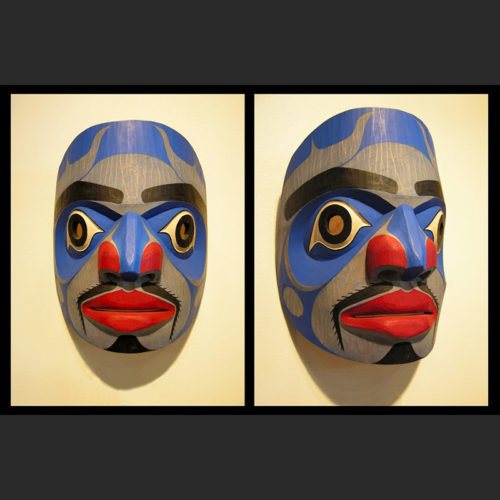 Portrait Mask Ian Reid Heiltsuk Cedar, Acrylic Paint 16.5 x 13 x 6"