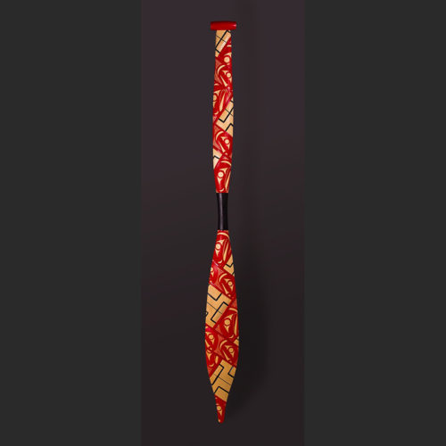 Salmon Weave Paddle James Madison Tlingit/Salish Yellow cedar, paint 63” x 5 ½” x 1 ½"