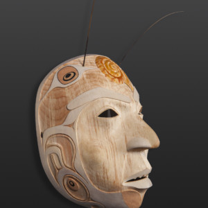 Prince Snail Shawn Aster Tsimshian Yellow cedar, paint, sea lion whiskers