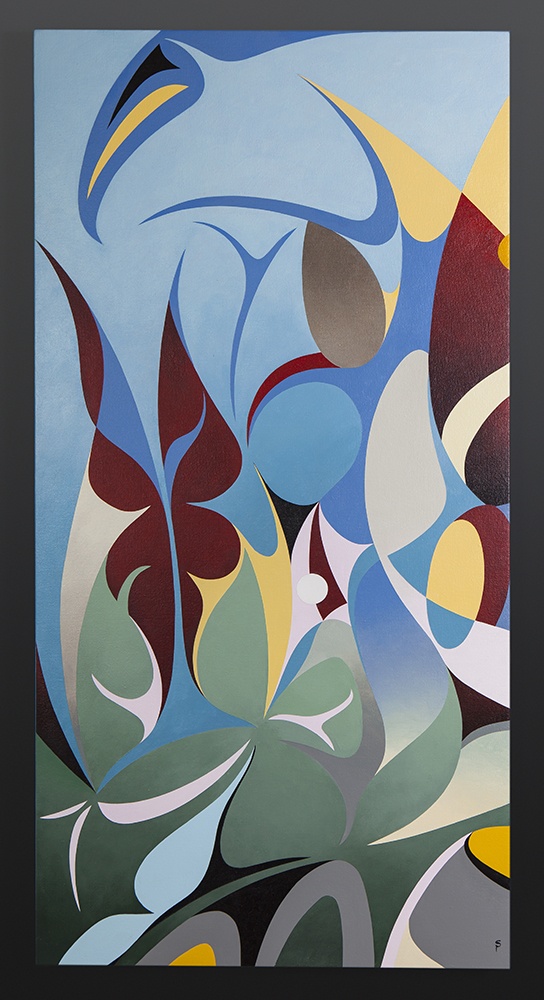 symphony of butterflies Susan Point Coast Salish Acrylic on canvas 48” x 24” original painting