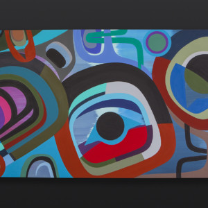 Much Love Steve Smith Dla'kwagila Oweekeno Acrylic on birch panel 24" x 48" $5000 northwest coast native art contemporary art
