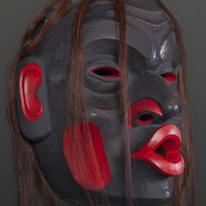 Dzunukwa Raymond Shaw Kwakwaka'wakw Red cedar, horsehair, paint 13" x 12" x 7" $3800