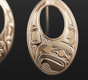 Oval Eagle Earrings Bill Bedard Haida 14k gold $1100