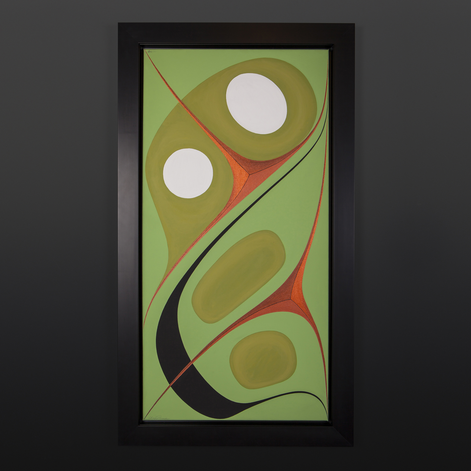 Wealth Chazz Mack Nuxalk Framed acrylic on canvas 40½" x 22½" x 2" $3200