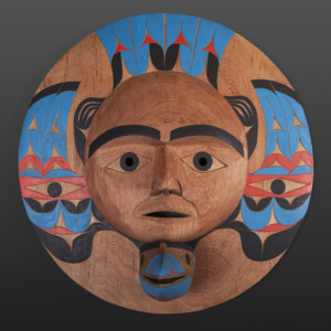 Blue Raven with Human Witness Tim Paul Nuu-Chah-Nulth Red cedar, paint 19" x 19" x 9" $5500