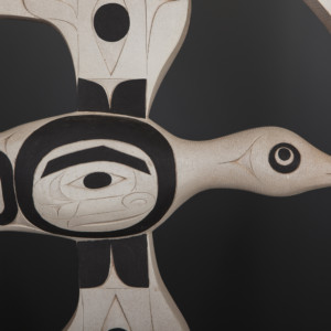 Goose Panel Tim Paul Nuu-Chah-Nulth Red cedar, paint, custom stand 26" x 20 1/2" x 2" 28" with stand $6500