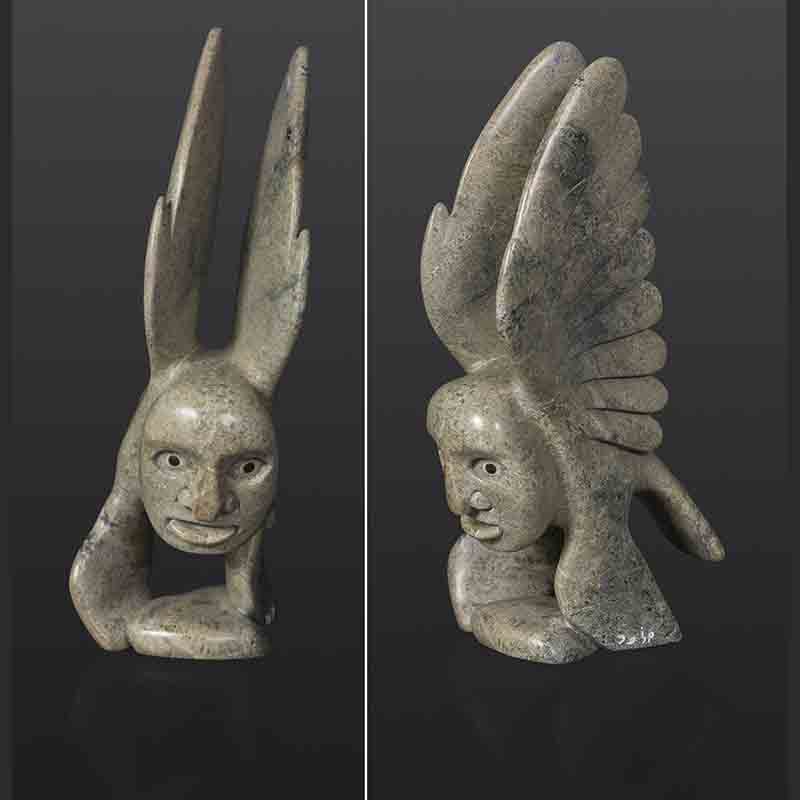 Shaman in Flight Toonoo Sharky Inuit Serpentine 12" x 7" x 4"