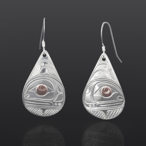 Orca Earrings Lloyd Wadhams Jr Kwakwaka'wakw Silver, rose gold