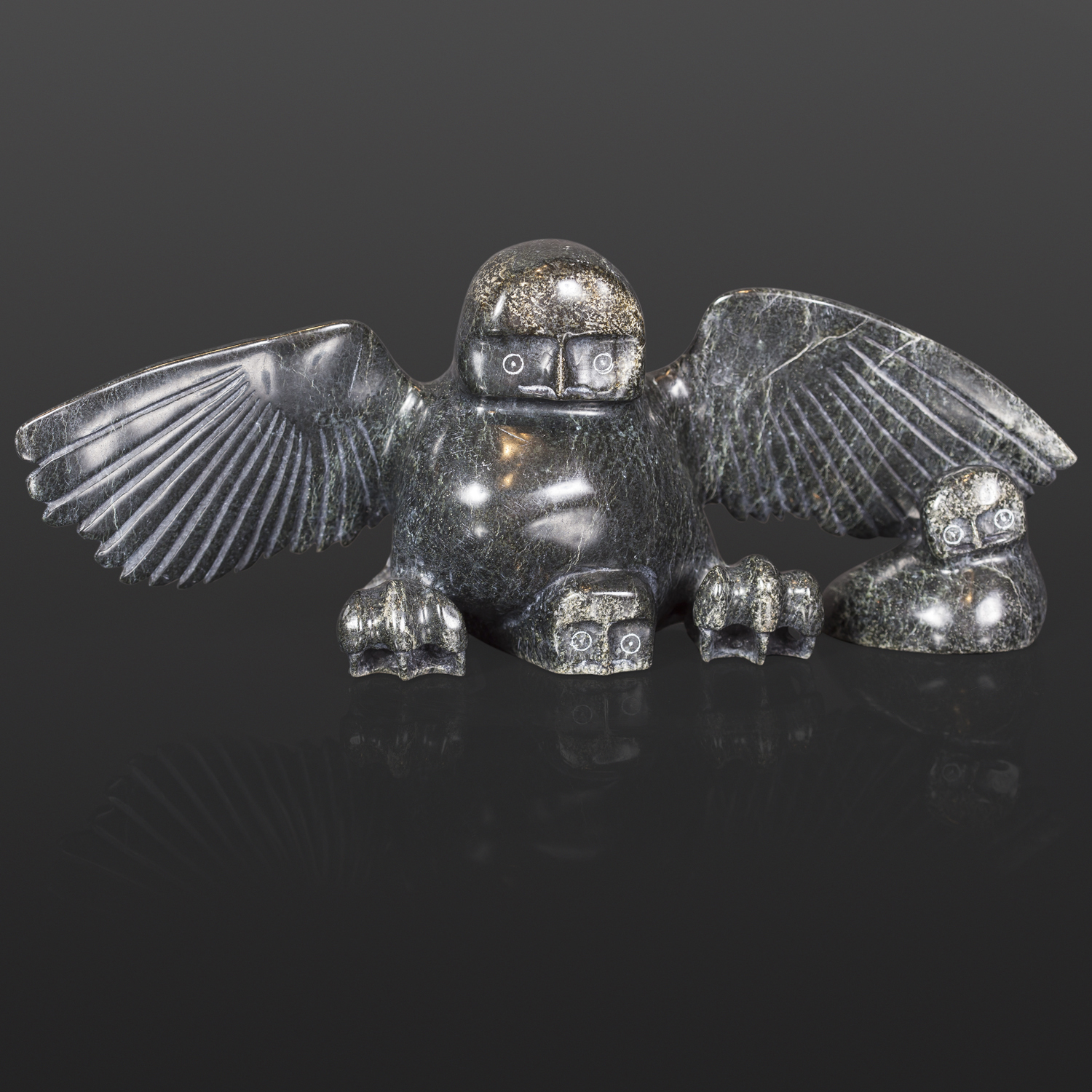 Owl Sheltering Chicks Kelly Etidloie Inuit 14" x 4" x 5 1/2" $1600