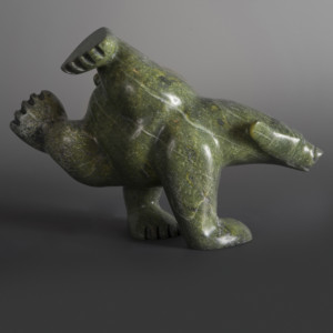 Dancing Bear (2 way/2 foot) Ottokie Samayualie Inuit Serpentine #54 11” x 7 ½” x 4” $1400