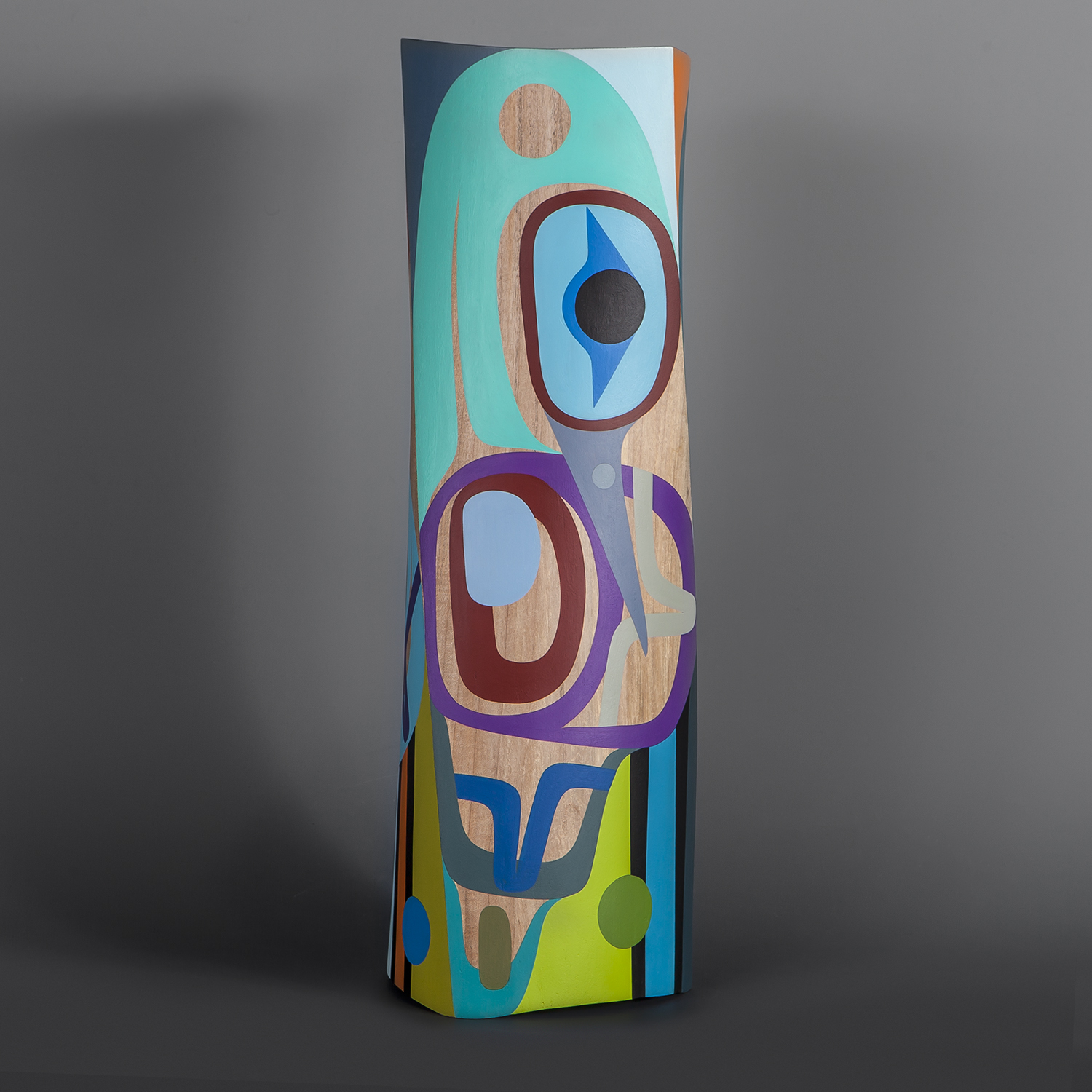 Happiness Steve Smith – Dla’kwagila Oweekeno Turned maple, paint 19 ½” x 6” x 6” $5000