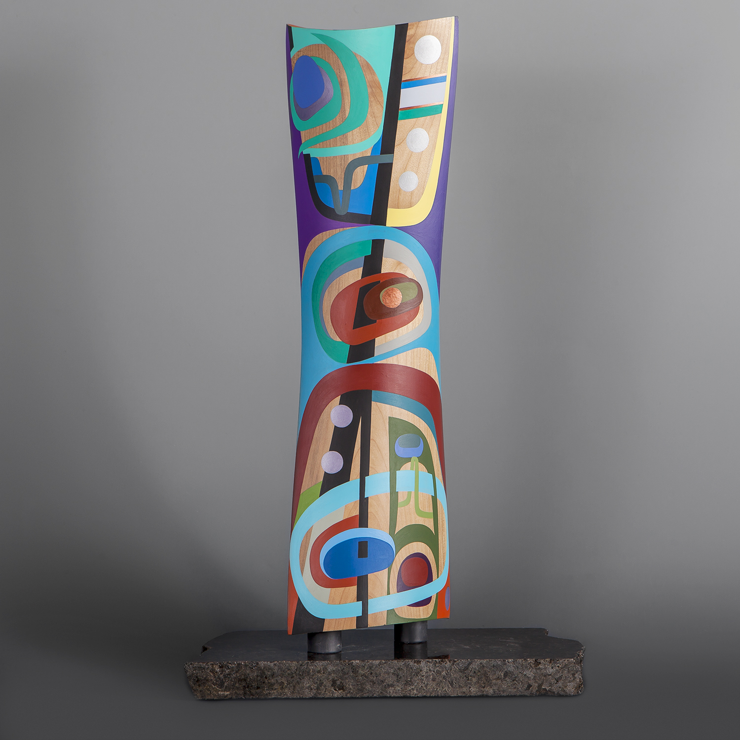 Free to Be Steve Smith – Dla’kwagila Oweekeno Turned maple, paint, granite 22” x 6” x 3” base 13” x 6” $5200