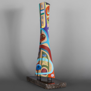 Free to Be Steve Smith – Dla’kwagila Oweekeno Turned maple, paint, granite 22” x 6” x 3” base 13” x 6” $5200